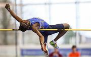 28 January 2018; Nelvin Appiah of Longford AC, Co Longford, competing in the Junior Men High Jump during the Irish Life Health National Indoor Junior and U23 Championships at Athlone IT in Athlone, County Westmeath. Photo by Sam Barnes/Sportsfile