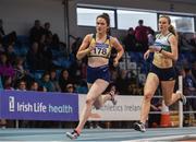28 January 2018; Alanna Lally of U.C.D. A.C., Co Dublin, on her way to winning the U23 Women 800m event, ahead of Jenna Bromell of Emerald AC, Co Limerick, who finished second, during the Irish Life Health National Indoor Junior and U23 Championships at Athlone IT in Athlone, County Westmeath. Photo by Sam Barnes/Sportsfile