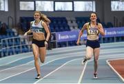 28 January 2018; Alanna Lally of U.C.D. A.C., Co Dublin, right, on her way to winning the U23 Women 800m event, ahead of Jenna Bromell of Emerald AC, Co Limerick, who finished second, during the Irish Life Health National Indoor Junior and U23 Championships at Athlone IT in Athlone, County Westmeath. Photo by Sam Barnes/Sportsfile