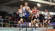 28 January 2018; Mark Milner of Tullamore Harriers AC, Co Offaly, leads the field during the Junior Men 1500m event during the Irish Life Health National Indoor Junior and U23 Championships at Athlone IT in Athlone, County Westmeath. Photo by Sam Barnes/Sportsfile