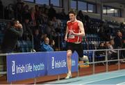 28 January 2018; David Murphy of Gowran AC, Co Kilkenny, on his way to winning the Junior Men 200m event during the Irish Life Health National Indoor Junior and U23 Championships at Athlone IT in Athlone, County Westmeath. Photo by Sam Barnes/Sportsfile
