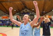 28 January 2018; DCU Mercy captain Sarah Woods celebrates after the Hula Hoops Women’s National Cup Final match between DCU Mercy and Ambassador UCC Glanmire at the National Basketball Arena in Tallaght, Dublin. Photo by Brendan Moran/Sportsfile