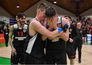 27 January 2018; Ronan O'Sullivan, left, and Ciaran O'Sullivan of Ballincollig celebrate after the Hula Hoops President’s Cup Final match between Ballincollig and Keane’s SuperValu Killorglin at the National Basketball Arena in Tallaght, Dublin. Photo by Brendan Moran/Sportsfile