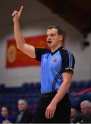 28 January 2018; Referee Aurimus Statkus during the Hula Hoops Under 20 Men’s National Cup Final match between Moycullen and KUBS at the National Basketball Arena in Tallaght, Dublin. Photo by Brendan Moran/Sportsfile