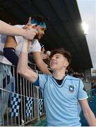 29 January 2018; Jay Barron of St Michael's College celebrates with supporters after the Bank of Ireland Leinster Schools Senior Cup Round 1 match between Terenure College and St Michael's College at Donnybrook Stadium, in Dublin.  Photo by Piaras Ó Mídheach/Sportsfile