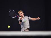 29 January 2018; Irish Davis Cup team member Sam Bothwell in action during a team practice session ahead of their Davis Cup Group 2 tie against Denmark on Saturday 3rd of February. David Lloyd Riverview, in Clonskeagh, Dublin. Photo by Seb Daly/Sportsfile