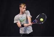 29 January 2018; Irish Davis Cup team member Sam Bothwell in action during a team practice session ahead of their Davis Cup Group 2 tie against Denmark on Saturday 3rd of February. David Lloyd Riverview, in Clonskeagh, Dublin. Photo by Seb Daly/Sportsfile