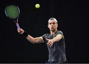 29 January 2018; Irish Davis Cup team member Simon Carr in action during a team practice session ahead of their Davis Cup Group 2 tie against Denmark on Saturday 3rd of February. David Lloyd Riverview, in Clonskeagh, Dublin. Photo by Seb Daly/Sportsfile