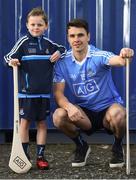 30 January 2018; Dublin hurler Danny Sutcliffe with young Dub, Dara Ryan, age 7, in Parnell Park to kick off the 2018 Dublin GAA Season with team sponsor’s AIG Insurance. To celebrate the new year, AIG revealed details of their latest car insurance deal, offering 20% off car insurance to new customers. For more info call 1890 50 27 27 or log on to www.aig.ie/dubs. Parnell Park, Dublin. Photo by David Fitzgerald/Sportsfile
