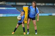 30 January 2018; Dublin footballer Leah Caffrey with young Dub, Kyah O'Reilly, age 8, in Parnell Park to kick off the 2018 Dublin GAA Season with team sponsor’s AIG Insurance. To celebrate the new year, AIG revealed details of their latest car insurance deal, offering 20% off car insurance to new customers. For more info call 1890 50 27 27 or log on to www.aig.ie/dubs. Parnell Park, Dublin. Photo by David Fitzgerald/Sportsfile