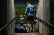 30 January 2018; Dublin footballer Dean Rock with young Dub Clodagh Quinn, age 4, in Parnell Park to kick off the 2018 Dublin GAA Season with team sponsor’s AIG Insurance. To celebrate the new year, AIG revealed details of their latest car insurance deal, offering 20% off car insurance to new customers. For more info call 1890 50 27 27 or log on to www.aig.ie/dubs. Parnell Park, Dublin. Photo by Brendan Moran/Sportsfile