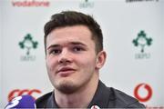 30 January 2018; Jacob Stockdale during an Ireland rugby squad press conference at Carton House in Maynooth, Co Kildare. Photo by Matt Browne/Sportsfile