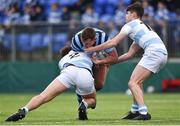 30 January 2018; Sean Picard of Castleknock College is tackled by Sean Molony, left, and James Tarrant of Blackrock College during the Bank of Ireland Leinster Schools Senior Cup Round 1 match between Blackrock College and Castleknock College at Donnybrook Stadium in Dublin. Photo by David Fitzgerald/Sportsfile