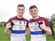 30 January 2018; James Naughton, left, and Conor Finucane of University of Limerick following their side's victory during the Electric Ireland HE GAA Sigerson Cup Round 1 match between University of Limerick and Cork Institute of Technology at University of Limerick in Limerick. Photo by Seb Daly/Sportsfile