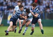 30 January 2018; Josh Dixon of Blackrock College is tackled by Ben Culliton, left, and Cian Clancey of Castleknock College during the Bank of Ireland Leinster Schools Senior Cup Round 1 match between Blackrock College and Castleknock College at Donnybrook Stadium in Dublin. Photo by David Fitzgerald/Sportsfile