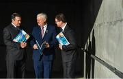 31 January 2018; In attendance at the GAA Financial Annual Report launch at Croke Park in Dublin, are from left, Peter McKenna, Commercial Director of the GAA and Stadium Manager of Croke Park, Uachtarán Chumann Lúthchleas Gael Aogán Ó Fearghail and Tom Ryan, Finance Director of the GAA. Photo by Brendan Moran/Sportsfile