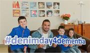 31 January 2018; The Alzheimer Society of Ireland Ambassador Dave Kearney in attendance at the Denim Day for Dementia fundraising campaign launch. Denim Day for Dementia will take place on Friday, March 9th to help support the 55,000 people living with dementia and their careers in Ireland today. Denim Day for Dementia campaign is asking everyone from around Ireland to wear their denims to crèche, primary school and secondary school or to their place of work on the day and donate just €2 to support people living with dementia. Professional rugby player Dave Kearney has been an official ambassador for the ASI since 2017. Members of the public can order their Denim Day for Dementia Pack by registering online at www.alzheimer.ie or by contacting the fundraising team on (01) 207 3816. Pictured is Dave Kearney with children, from left, Dylan Duffy, age 8, Max Duffy, age 6, both from Stepaside, in Dublin, and Amelia Marshall Dillon, age 4, from Naas, Co Kildare. ASI HQ in Dublin. Photo by Piaras Ó Mídheach/Sportsfile