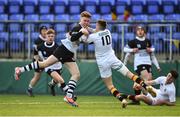 31 January 2018; Eimhin Conroy of Newbridge College is tackled by Elliot Ryan of Presentation College Bray during the Bank of Ireland Leinster Schools Senior Cup Round 1 match between Newbridge College and Presentation College Bray at Donnybrook Stadium in Dublin. Photo by Seb Daly/Sportsfile