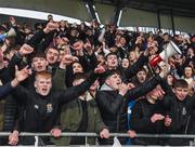 31 January 2018; Newbridge College supporters cheer their players following their side's victory during the Bank of Ireland Leinster Schools Senior Cup Round 1 match between Newbridge College and Presentation College Bray at Donnybrook Stadium in Dublin. Photo by Seb Daly/Sportsfile
