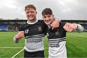31 January 2018; Newbridge College's Robert Scully, left, and Daniel O’Connor following their side's victory during the Bank of Ireland Leinster Schools Senior Cup Round 1 match between Newbridge College and Presentation College Bray at Donnybrook Stadium in Dublin. Photo by Seb Daly/Sportsfile