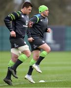 1 February 2018; Rory Best, right, and CJ Stander during Ireland rugby squad training at Carton House in Maynooth, Co Kildare. Photo by David Fitzgerald/Sportsfile