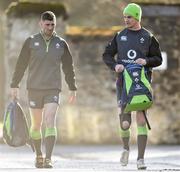 1 February 2018; Jonathan Sexton, right, and Rob Kearney arrive to Ireland rugby squad training at Carton House in Maynooth, Co Kildare. Photo by David Fitzgerald/Sportsfile