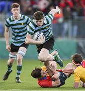 1 February 2018; Cormac Foley of St Gerard's College is tackled by Frank O'De and Robert McCormack of St Fintan's High School during the Bank of Ireland Leinster Schools Senior Cup Round 1 match between St Fintan's High School and St Gerard's College at Donnybrook Stadium in Dublin. Photo by Matt Browne/Sportsfile