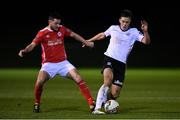 1 February 2018; Maurice Nugent of Galway United in action against Ryan Brennan of St Patrick's Athletic during the Pre-season Friendly match between Galway United and St Patrick's Athletic at the FAI National Training Centre in Abbotstown, Dublin. Photo by Eóin Noonan/Sportsfile