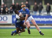 2 February 2018; Seán Heeran of St Mary's College is tackled by Maqhawe Siqcau of St Andrew's College during the Bank of Ireland Leinster Schools Senior Cup Round 1 match between St Mary's College and St Andrew's College at Donnybrook Stadium in Dublin. Photo by Daire Brennan/Sportsfile