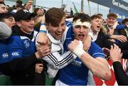 2 February 2018; Ben McDonnell of St Mary's College celebrates with supporter Alexei Schuster after the Bank of Ireland Leinster Schools Senior Cup Round 1 match between St Mary's College and St Andrew's College at Donnybrook Stadium in Dublin. Photo by Daire Brennan/Sportsfile