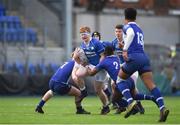 2 February 2018; Seán Heeran of St Mary's College is tackled by Rory Simington, left, and Maqhawe Siqcau of St Andrew's College during the Bank of Ireland Leinster Schools Senior Cup Round 1 match between St Mary's College and St Andrew's College at Donnybrook Stadium in Dublin. Photo by Daire Brennan/Sportsfile