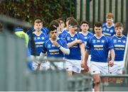2 February 2018; St Mary's College captain Harry McSweeney leads his side out ahead of  the Bank of Ireland Leinster Schools Senior Cup Round 1 match between St Mary's College and St Andrew's College at Donnybrook Stadium in Dublin. Photo by Daire Brennan/Sportsfile