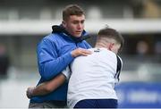 2 February 2018; St Andrew's College backs coach and Leinster and Ireland player Jordan Larmour ahead of the Bank of Ireland Leinster Schools Senior Cup Round 1 match between St Mary's College and St Andrew's College at Donnybrook Stadium in Dublin. Photo by Daire Brennan/Sportsfile
