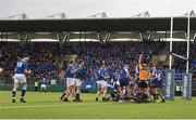 2 February 2018; St Mary's College players celebrate their side's fifth try during the Bank of Ireland Leinster Schools Senior Cup Round 1 match between St Mary's College and St Andrew's College at Donnybrook Stadium in Dublin. Photo by Daire Brennan/Sportsfile