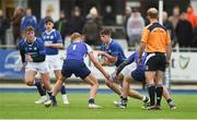 2 February 2018; Niall Hurley of St Mary's College is tackled by James Boag, left, and Patrick Perrem of St Andrew's College during the Bank of Ireland Leinster Schools Senior Cup Round 1 match between St Mary's College and St Andrew's College at Donnybrook Stadium in Dublin. Photo by Daire Brennan/Sportsfile