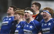 2 February 2018; Ben McDonnell, left, and Seán Heeran of St Mary's College sing their school anthem after the Bank of Ireland Leinster Schools Senior Cup Round 1 match between St Mary's College and St Andrew's College at Donnybrook Stadium in Dublin. Photo by Daire Brennan/Sportsfile