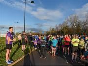 3 February 2018; Vhi ambassador and Olympian David Gillick warming up with parkrun participants ahead of the Limerick parkrun where Vhi hosted a special event to celebrate their partnership with parkrun Ireland. Vhi ambassador and Olympian David Gillick was on hand to lead the warm up for parkrun participants before completing the 5km free event. Parkrunners enjoyed refreshments post event at the Vhi Relaxation Area where a physiotherapist took participants through a post event stretching routine. parkrun in partnership with Vhi support local communities in organising free, weekly, timed 5k runs every Saturday at 9.30am. To register for a parkrun near you visit www.parkrun.ie. Photo by Eóin Noonan/Sportsfile