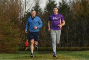 3 February 2018; Vhi ambassador and Olympian David Gillick with former Munster rugby player and physiotherapist Ian Dowling at the Limerick parkrun where Vhi hosted a special event to celebrate their partnership with parkrun Ireland. Vhi ambassador and Olympian David Gillick was on hand to lead the warm up for parkrun participants before completing the 5km free event. Parkrunners enjoyed refreshments post event at the Vhi Relaxation Area where a physiotherapist took participants through a post event stretching routine. parkrun in partnership with Vhi support local communities in organising free, weekly, timed 5k runs every Saturday at 9.30am. To register for a parkrun near you visit www.parkrun.ie. Photo by Eóin Noonan/Sportsfile