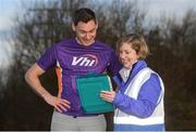 3 February 2018; Vhi ambassador and Olympian David Gillick with parkrun director Deirdre O'Brien ahead of the Limerick parkrun where Vhi hosted a special event to celebrate their partnership with parkrun Ireland. Vhi ambassador and Olympian David Gillick was on hand to lead the warm up for parkrun participants before completing the 5km free event. Parkrunners enjoyed refreshments post event at the Vhi Relaxation Area where a physiotherapist took participants through a post event stretching routine. parkrun in partnership with Vhi support local communities in organising free, weekly, timed 5k runs every Saturday at 9.30am. To register for a parkrun near you visit www.parkrun.ie. Photo by Eóin Noonan/Sportsfile