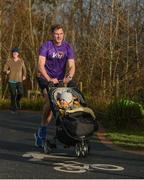 3 February 2018; Vhi ambassador and Olympian David Gillick with his son Oscar during the Limerick parkrun where Vhi hosted a special event to celebrate their partnership with parkrun Ireland. Vhi ambassador and Olympian David Gillick was on hand to lead the warm up for parkrun participants before completing the 5km free event. Parkrunners enjoyed refreshments post event at the Vhi Relaxation Area where a physiotherapist took participants through a post event stretching routine. parkrun in partnership with Vhi support local communities in organising free, weekly, timed 5k runs every Saturday at 9.30am. To register for a parkrun near you visit www.parkrun.ie. Photo by Eóin Noonan/Sportsfile