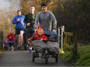 3 February 2018; Dave Kelly with his daughter Meave, age 6 and Ruairi, 1 year old,  pictured at the Limerick parkrun where Vhi hosted a special event to celebrate their partnership with parkrun Ireland. Vhi ambassador and Olympian David Gillick was on hand to lead the warm up for parkrun participants before completing the 5km free event. Parkrunners enjoyed refreshments post event at the Vhi Relaxation Area where a physiotherapist took participants through a post event stretching routine. parkrun in partnership with Vhi support local communities in organising free, weekly, timed 5k runs every Saturday at 9.30am. To register for a parkrun near you visit www.parkrun.ie. Photo by Eóin Noonan/Sportsfile
