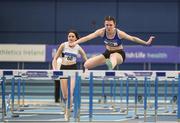 3 February 2018; Alison Burke of Dublin City Harriers, Co Dublin, competing in the Women's 60m Hurdles event at the Irish Life Health National Indoor League Finals at the National Indoor Arena in Abbotstown, Dublin. Photo by Sam Barnes/Sportsfile