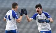 3 February 2018; Michael Mahony of Knocknagree celebrates scoring his side's second goal with team-mate Anthony O'Connor, left, during the AIB GAA Football All-Ireland Junior Club Championship Final match between Knocknagree and Multyfarnham at Croke Park in Dublin. Photo by Piaras Ó Mídheach/Sportsfile