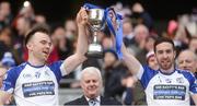 3 February 2018; Knocknagree captain Matthew Dilworth, right, and Danny Cooper lift the cup after the AIB GAA Football All-Ireland Junior Club Championship Final match between Knocknagree and Multyfarnham at Croke Park in Dublin. Photo by Piaras Ó Mídheach/Sportsfile
