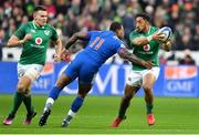 3 February 2018; Bundee Aki of Ireland is tackled by Virimi Vakatawa of France during the NatWest Six Nations Rugby Championship match between France and Ireland at the Stade de France in Paris, France. Photo by Brendan Moran/Sportsfile