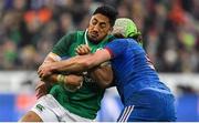 3 February 2018; Bundee Aki of Ireland is tackled by Kevin Gourdon of France during the NatWest Six Nations Rugby Championship match between France and Ireland at the Stade de France in Paris, France. Photo by Brendan Moran/Sportsfile