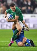 3 February 2018; Jacob Stockdale of Ireland is tackled by Remi Lamerat of France during the NatWest Six Nations Rugby Championship match between France and Ireland at the Stade de France in Paris, France. Photo by Brendan Moran/Sportsfile