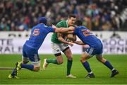 3 February 2018; Jonathan Sexton of Ireland in action against Wenceslas Lauret of France, left and Anthony Belleau of France during the NatWest Six Nations Rugby Championship match between France and Ireland at the Stade de France in Paris, France. Photo by Ramsey Cardy/Sportsfile