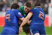 3 February 2018; Tadhg Furlong of Ireland is tackled by Paul Gabrillagues, left, and Guilhem Guirado of France  during the NatWest Six Nations Rugby Championship match between France and Ireland at the Stade de France in Paris, France. Photo by Ramsey Cardy/Sportsfile
