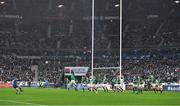 3 February 2018; Anthony Belleau of France kick a conversion during the NatWest Six Nations Rugby Championship match between France and Ireland at the Stade de France in Paris, France. Photo by Brendan Moran/Sportsfile